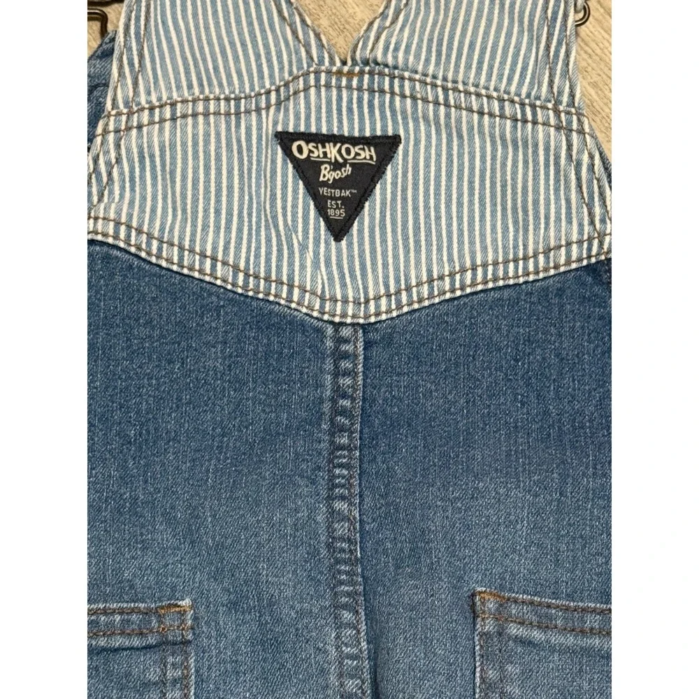 OshKosh B'gosh Toddler 3T Denim Hickory Stripe Vestbak Carpenter Overalls